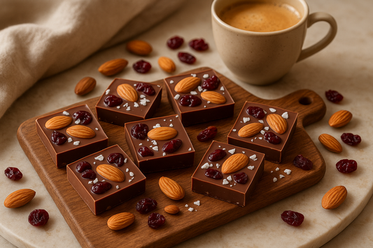 Lifestyle chocolate with almonds and cranberries